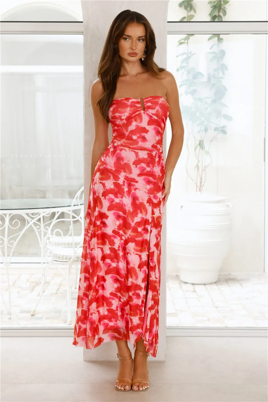 Gatsby Glow Strapless Mesh Maxi Dress Rose