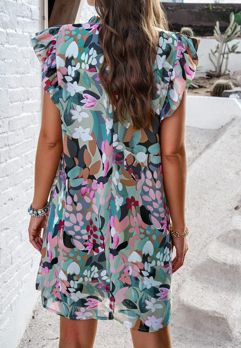 Gina | Tummy Flattering Floral Ruffle Dress