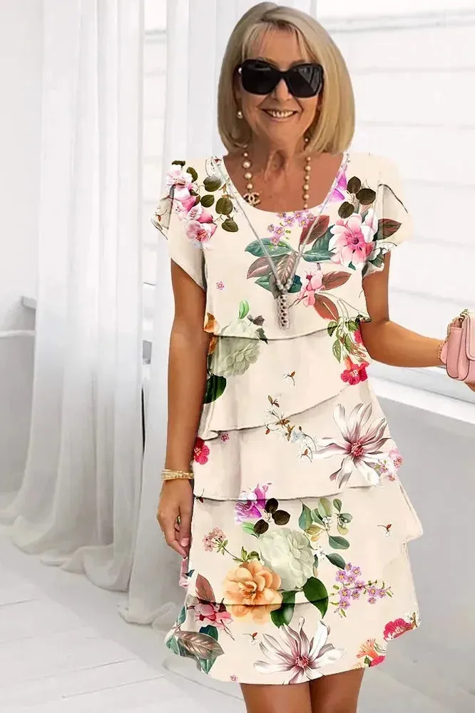 Giselle™ - Pleated Ruffled Floral Dress