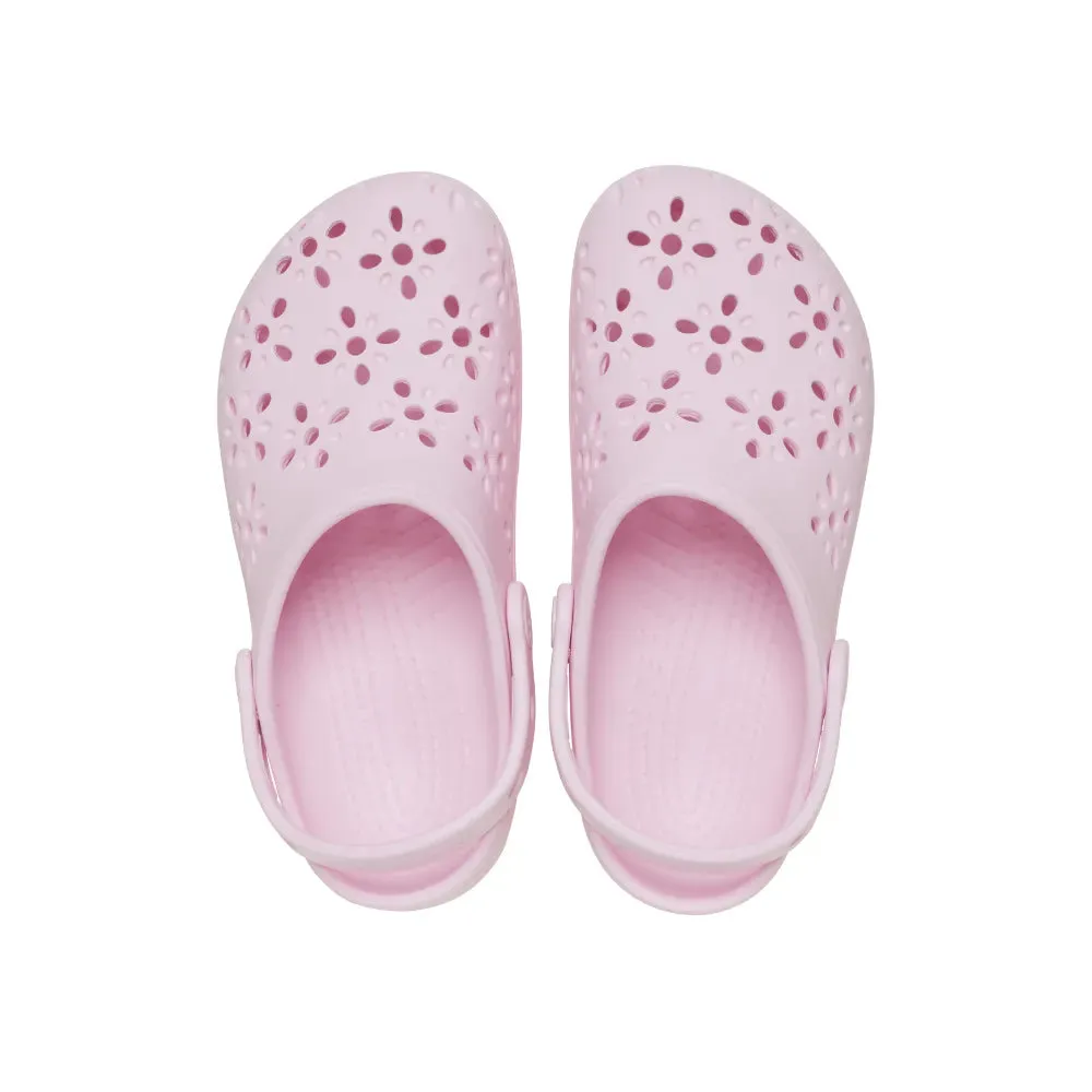 Giày Clog Trẻ Em Crocs Toddler Classic Floral Cutout - Pink Milk