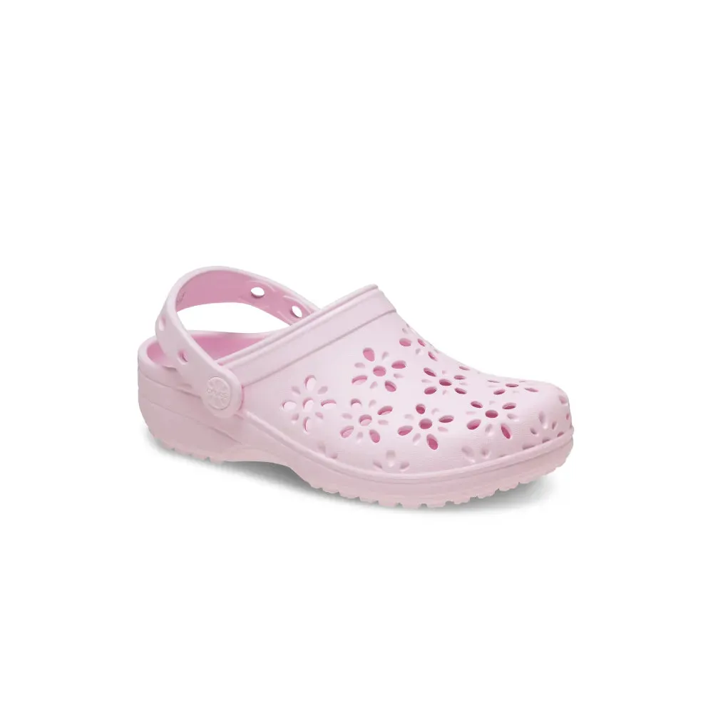 Giày Clog Trẻ Em Crocs Toddler Classic Floral Cutout - Pink Milk