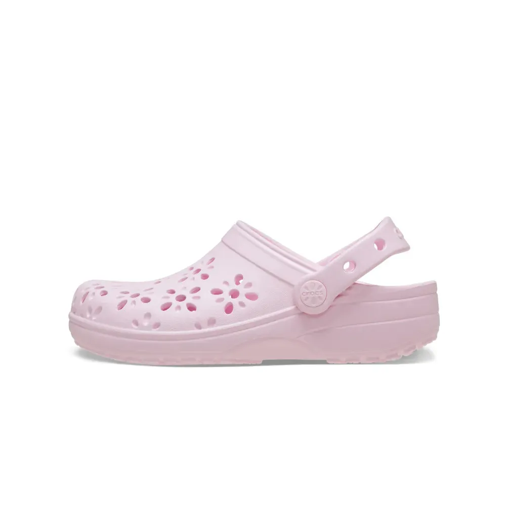 Giày Clog Trẻ Em Crocs Toddler Classic Floral Cutout - Pink Milk