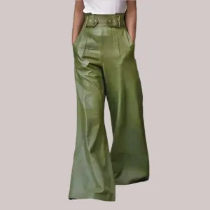 High-Waisted Loose Pleated Wide Leg Trousers