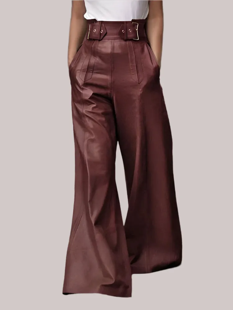 High-Waisted Loose Pleated Wide Leg Trousers