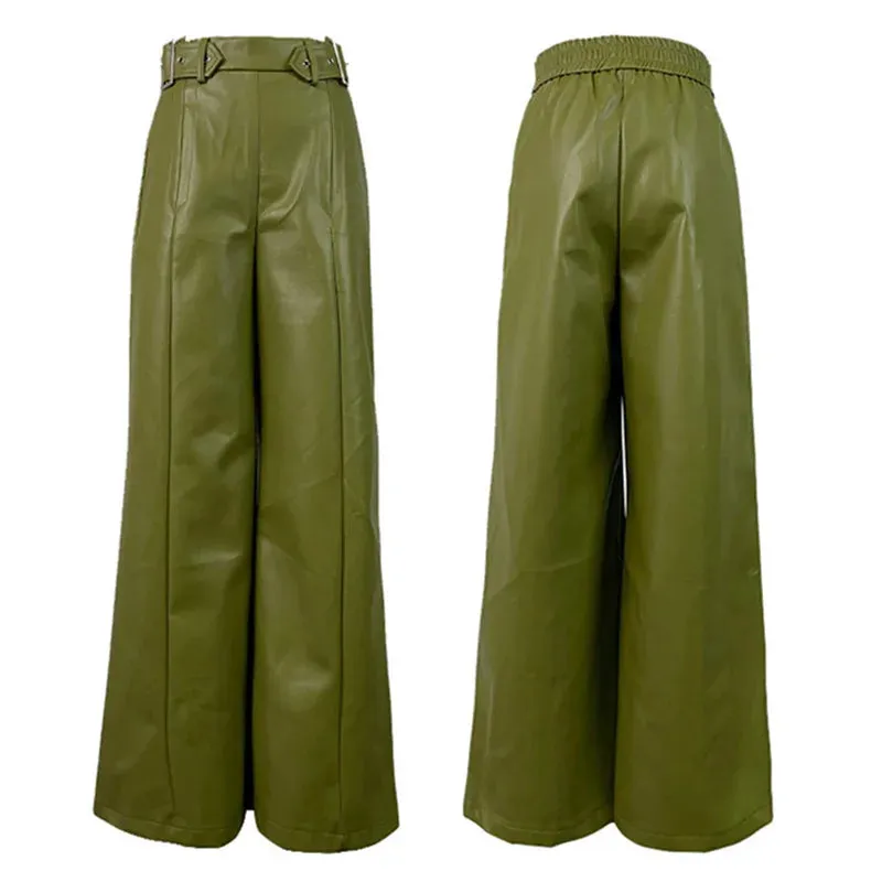 High-Waisted Loose Pleated Wide Leg Trousers