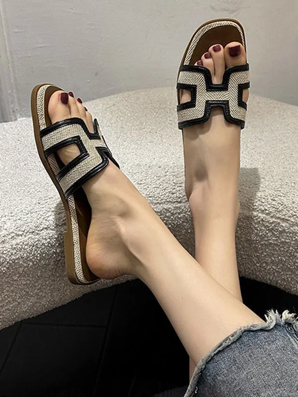 Hollow Open Toe Split-Joint Slippers
