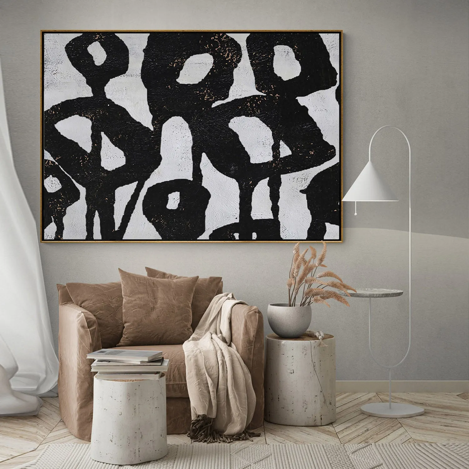 Horizontal Abstract Flower Painting H234H