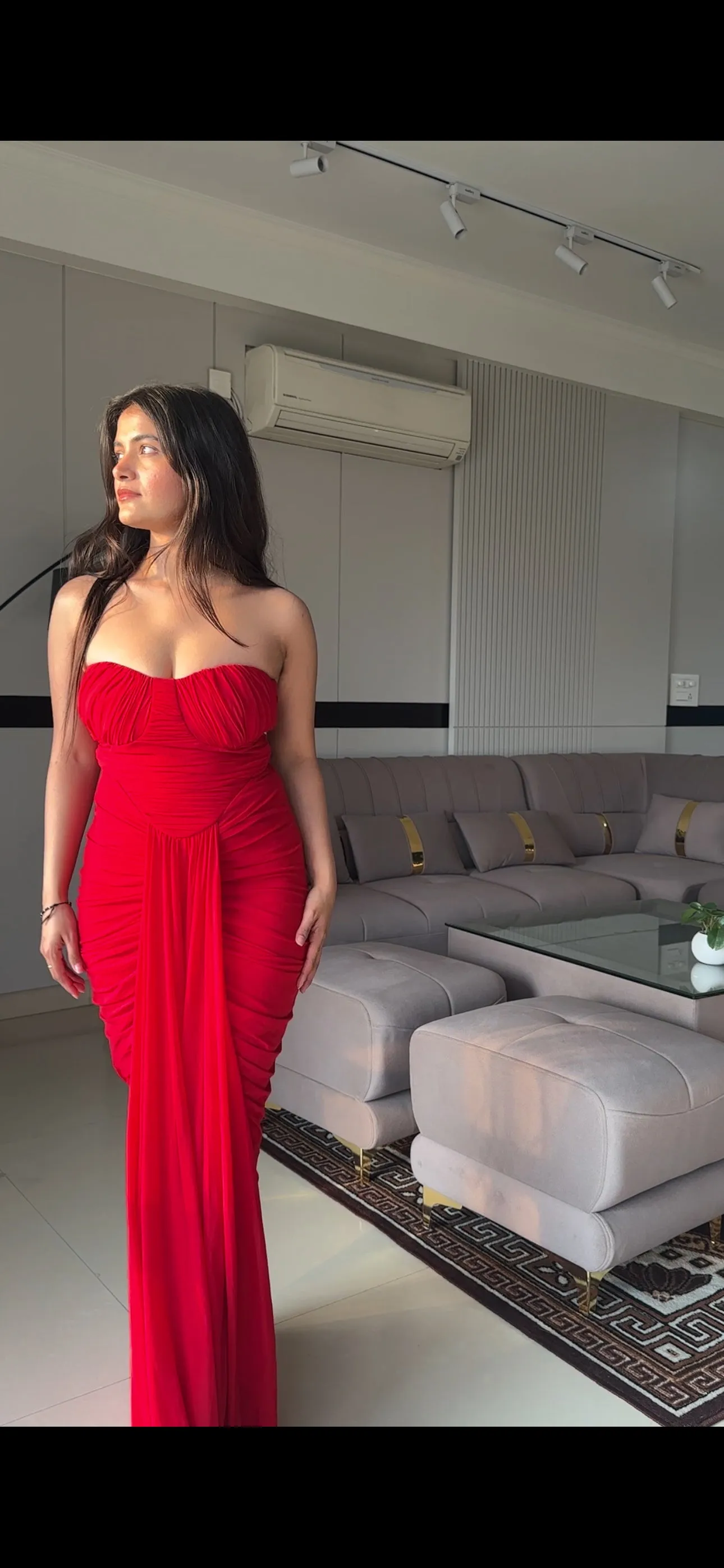 Infinite promises - red drape maxi dress