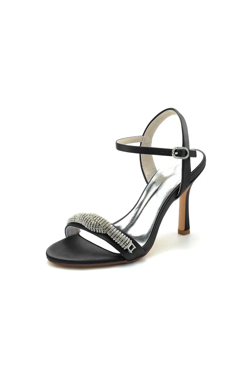 Ivory High Heels with Sparkling Crystal Embellishments