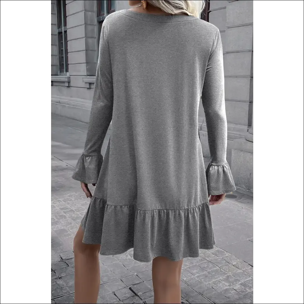 Ivy Lane V-Neck Flounce Sleeve Ruffle Hem Mini Dress
