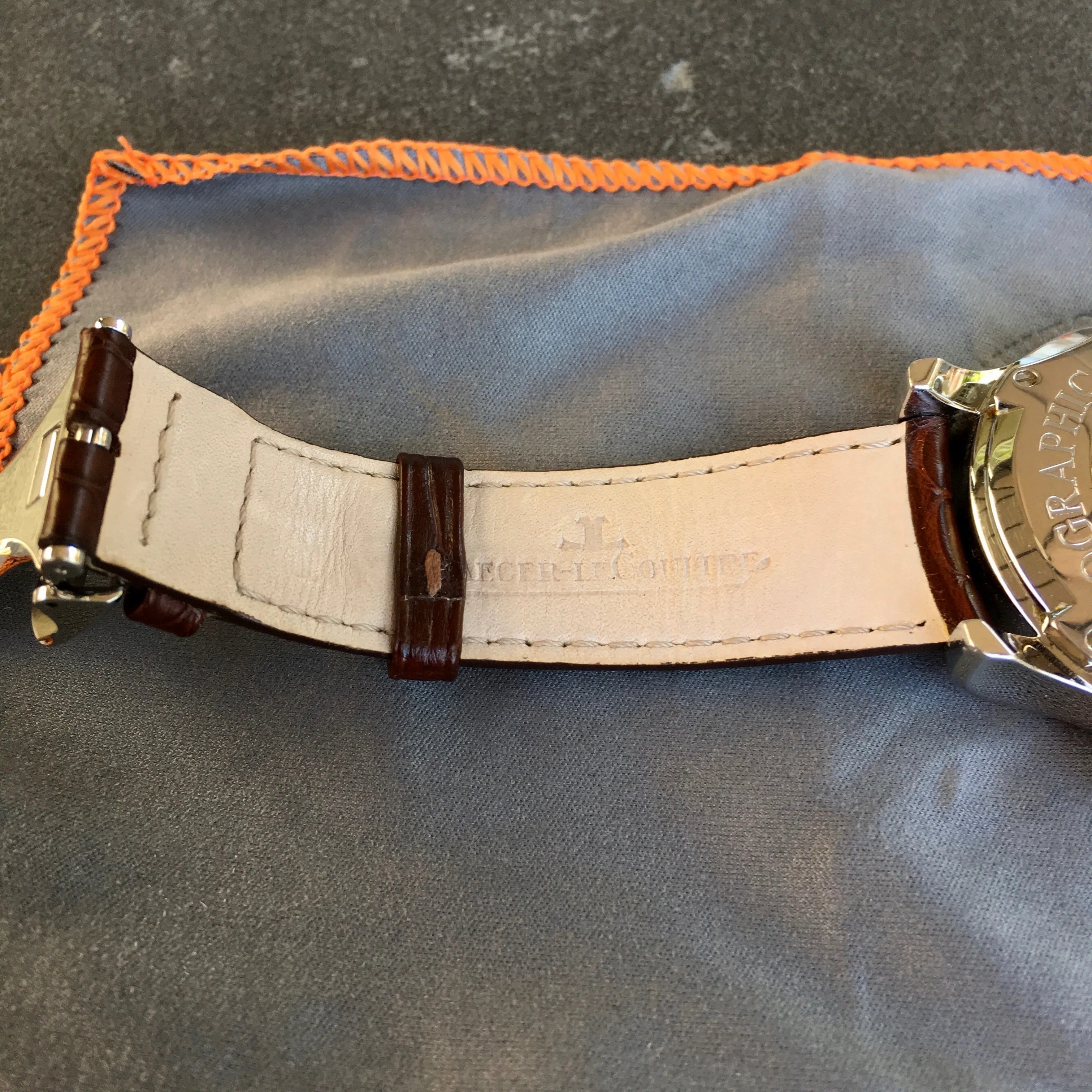 Jaeger LeCoultre Master Compressor Geographic 146.8.83 GMT Steel Leather Automatic Wristwatch