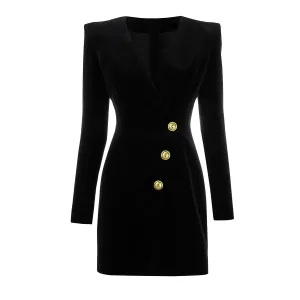 Jerri Gold Button Blazer Dress