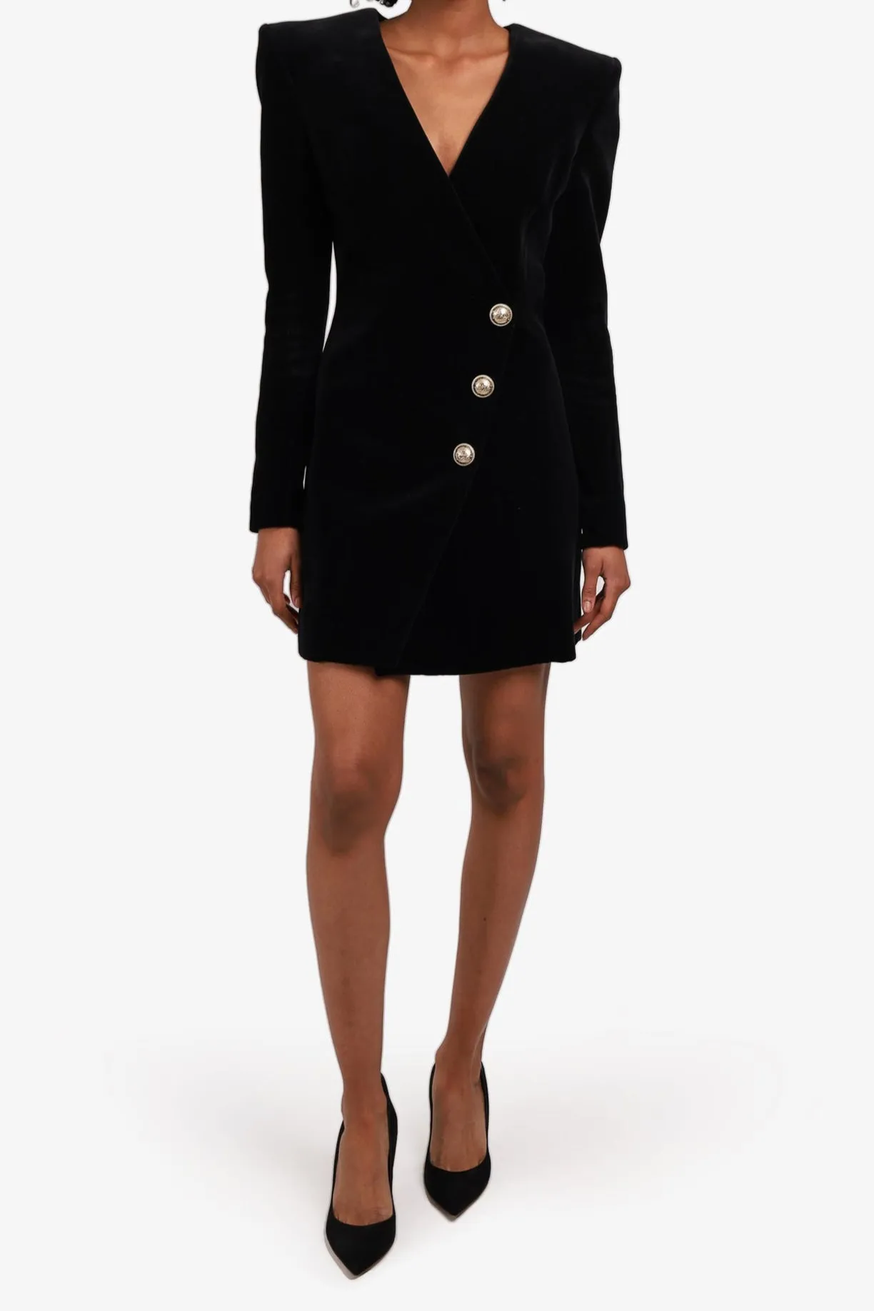 Jerri Gold Button Blazer Dress