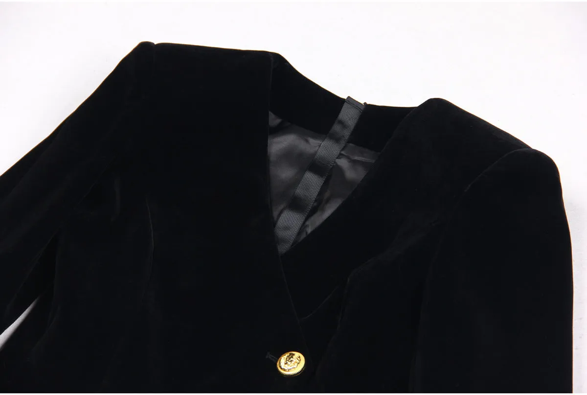 Jerri Gold Button Blazer Dress
