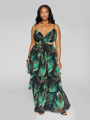 Kisha Cutout Tiered Maxi Dress