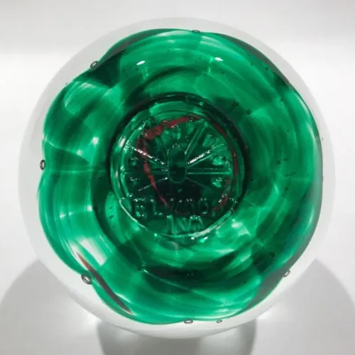Large Vintage Elwood Ind Art Glass Sulphide Paperweight Golf Ball Green Ground