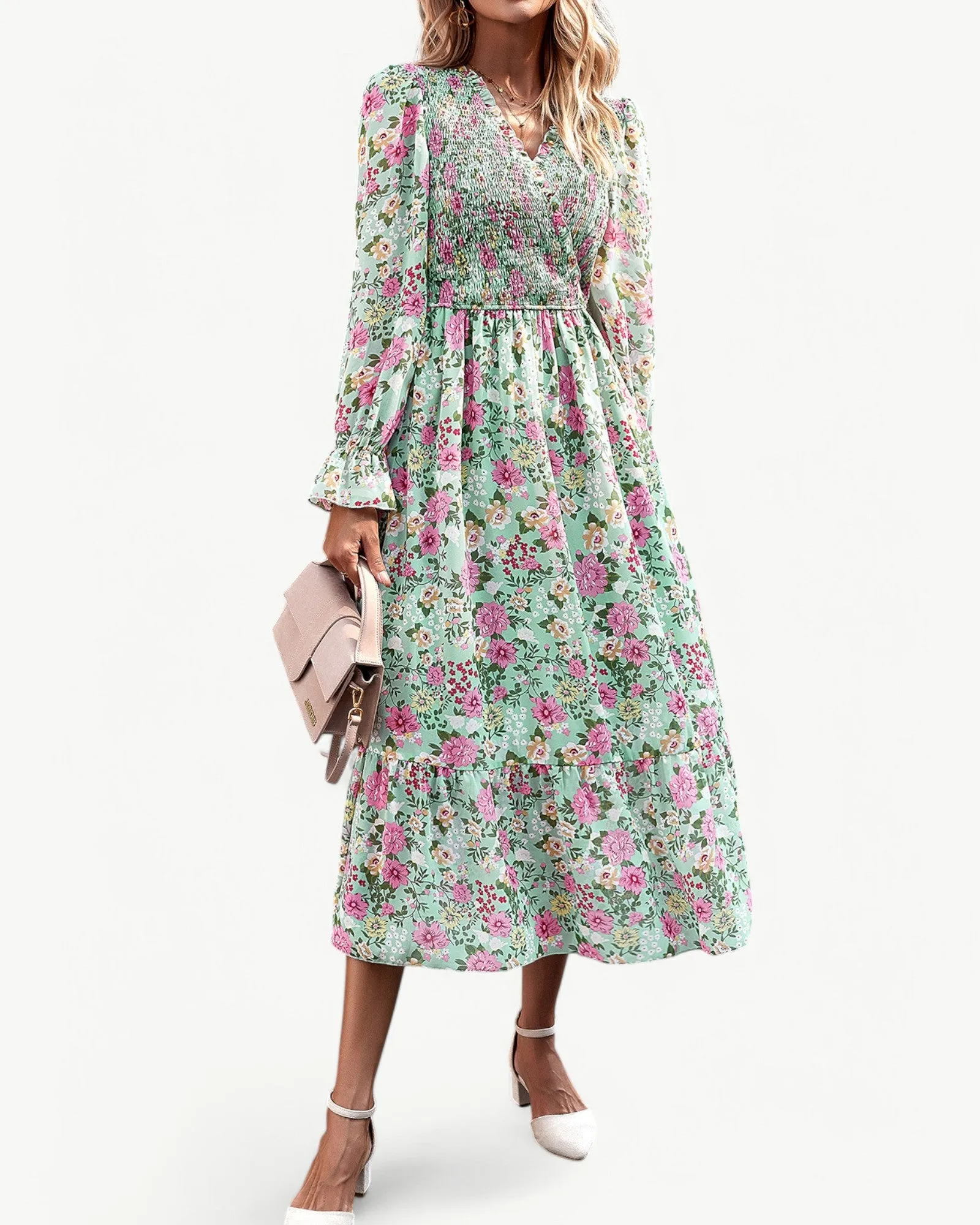 Leontine™ Elegant Long sleeve floral dress