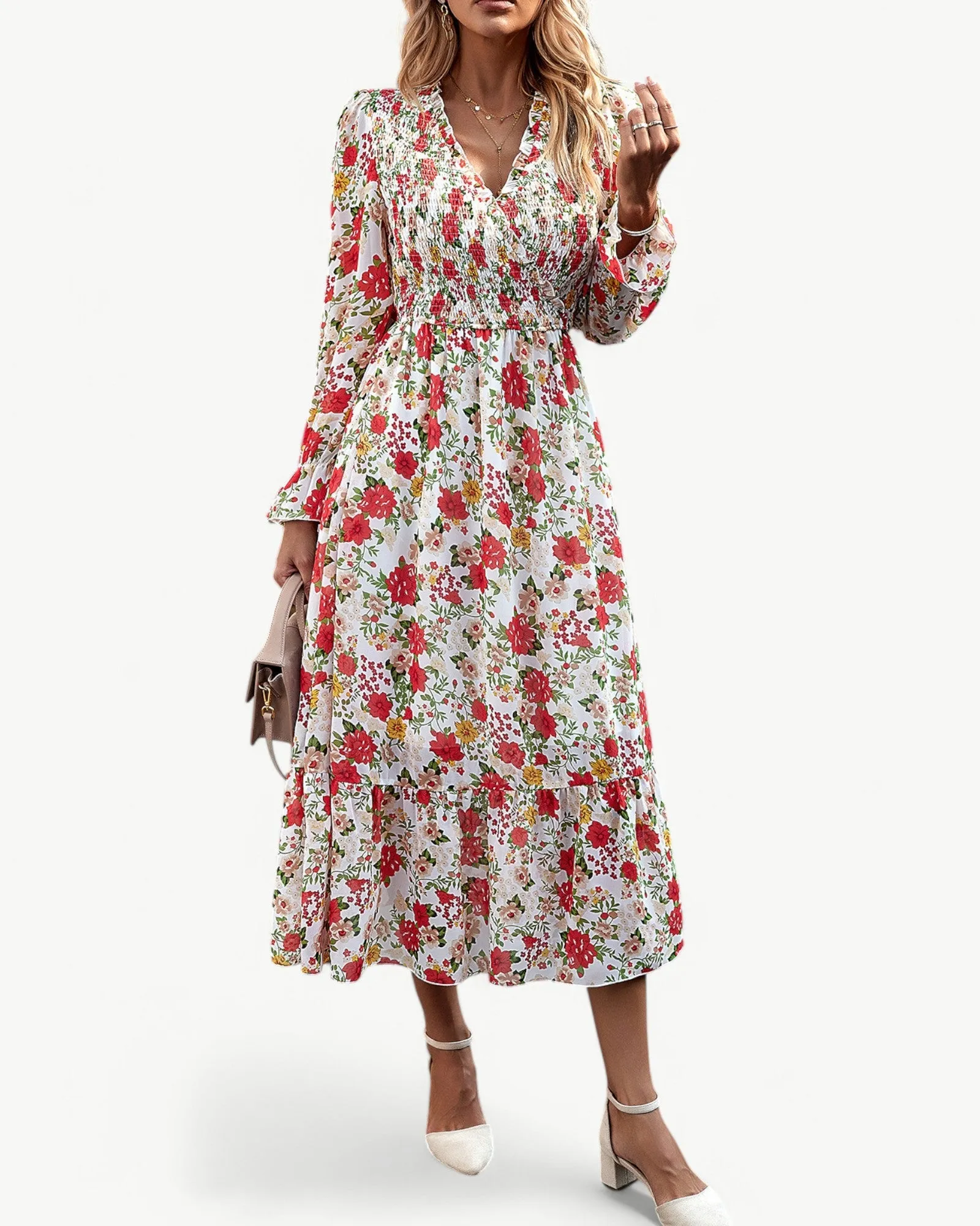 Leontine™ Elegant Long sleeve floral dress