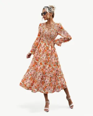 Leontine™ Elegant Long sleeve floral dress
