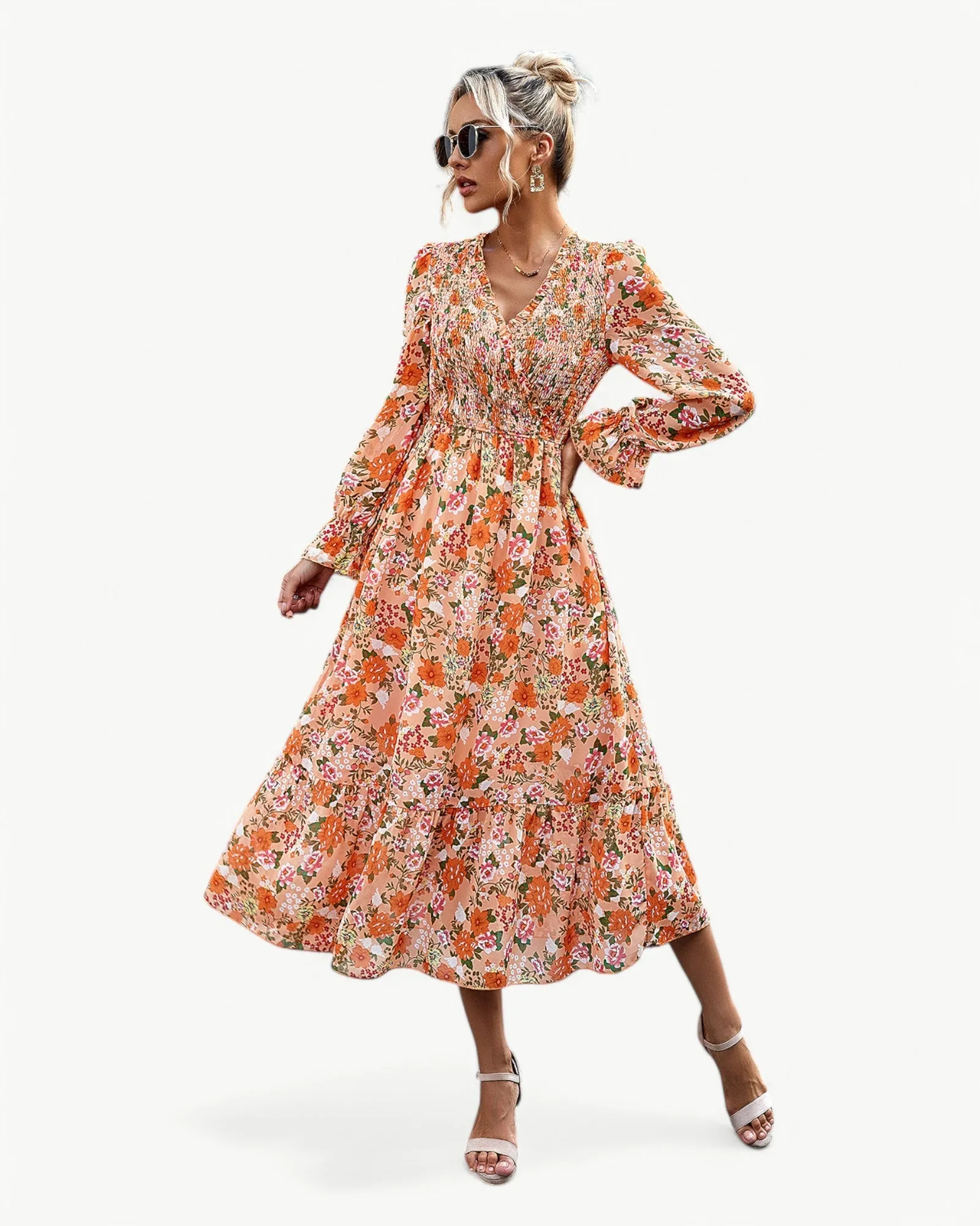 Leontine™ Elegant Long sleeve floral dress