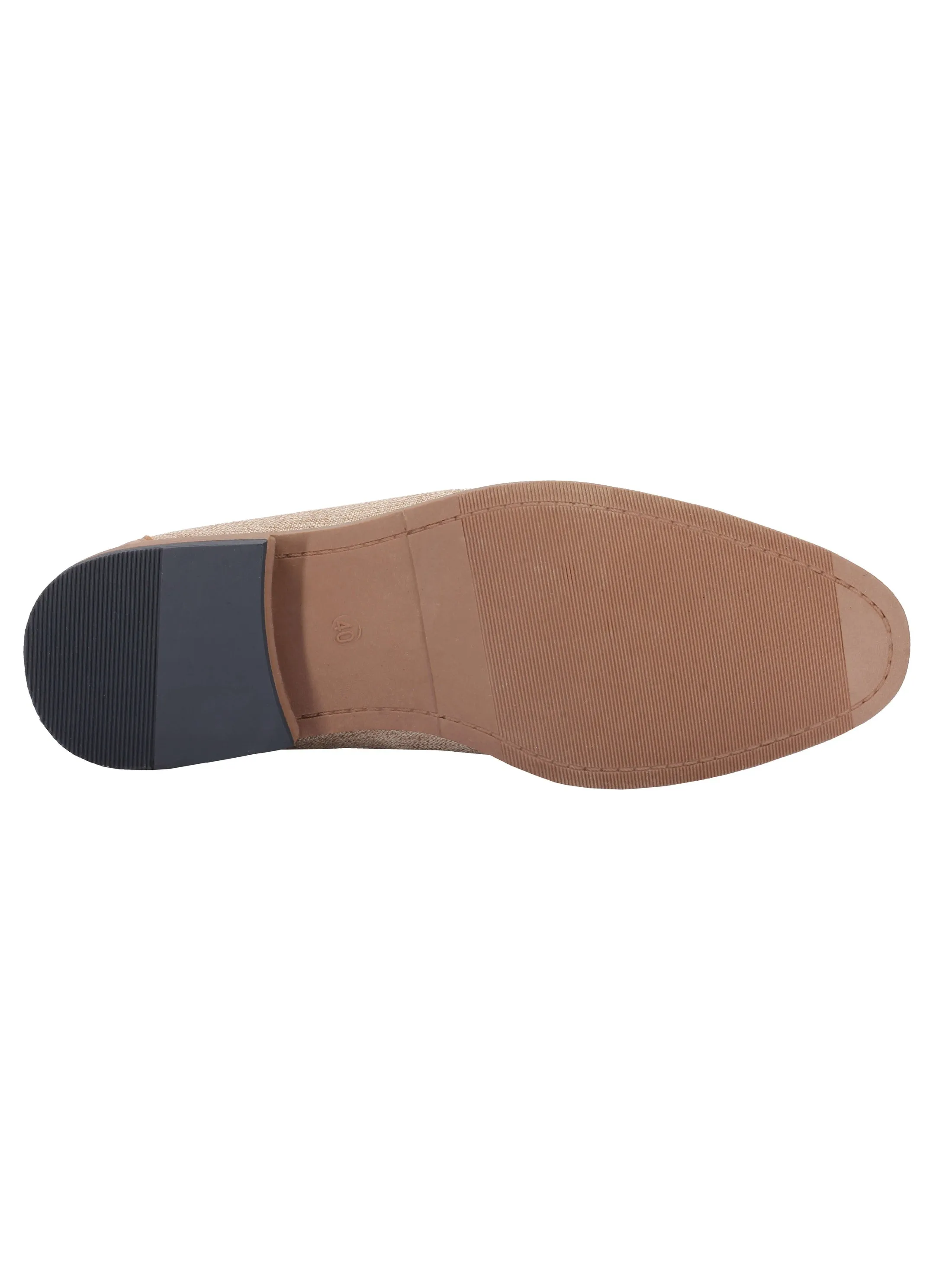 LINEN FABRIC LOAFERS WITH GOLD BUCKLE