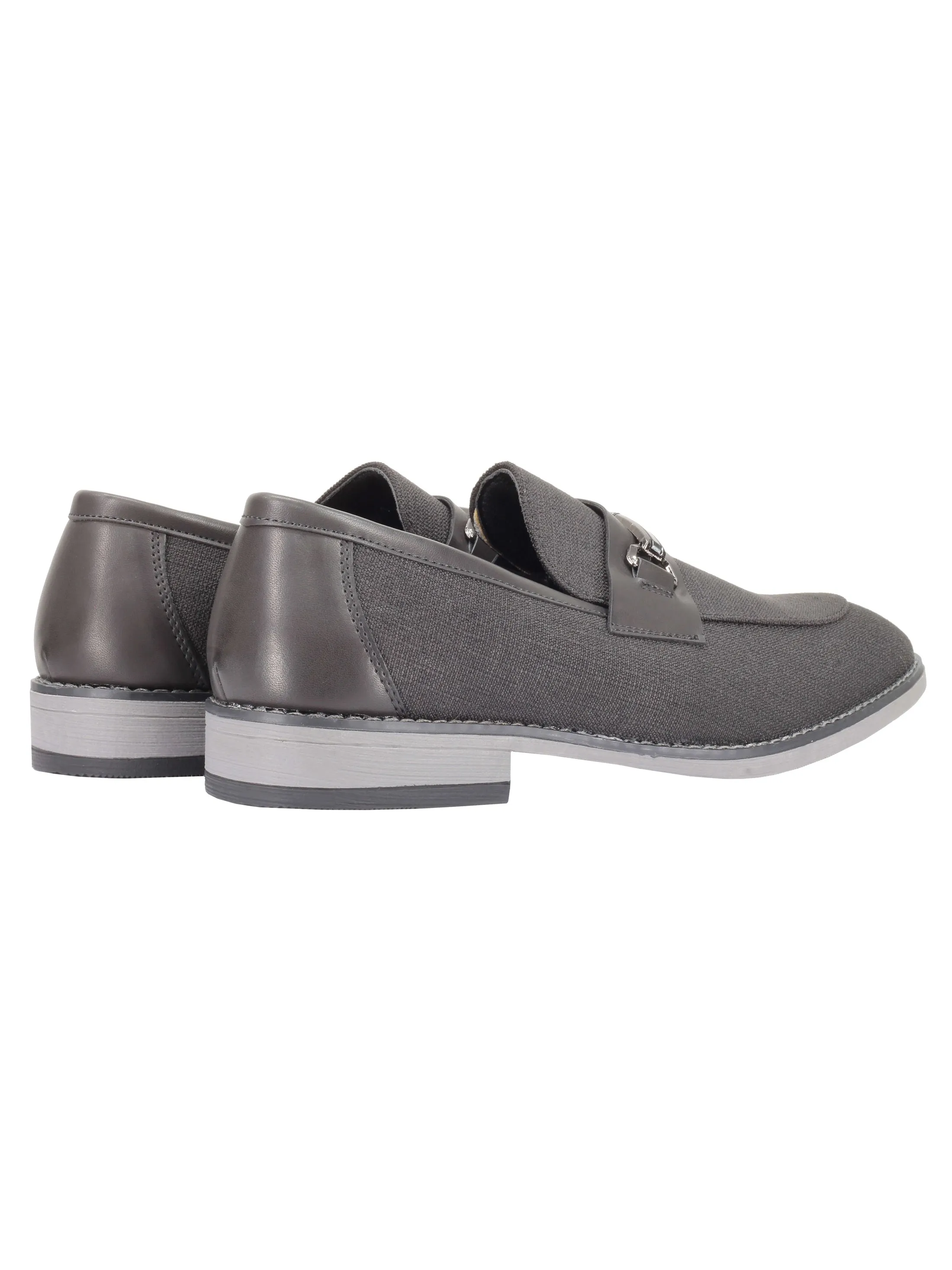 LINEN FABRIC LOAFERS WITH GOLD BUCKLE