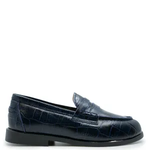 LMDI Navy Croc Penny Loafer