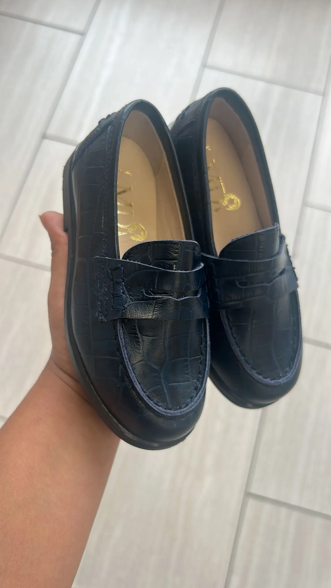 LMDI Navy Croc Penny Loafer