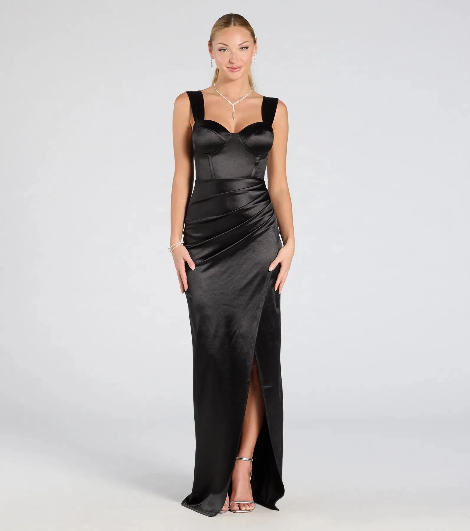 Lorelli Formal Satin Wrap Long Dress