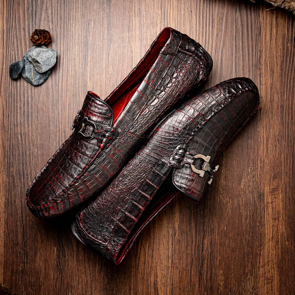 Marco Di Milano Parma Black Cherry Crocodile Loafers