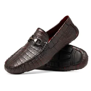 Marco Di Milano Parma Black Cherry Crocodile Loafers