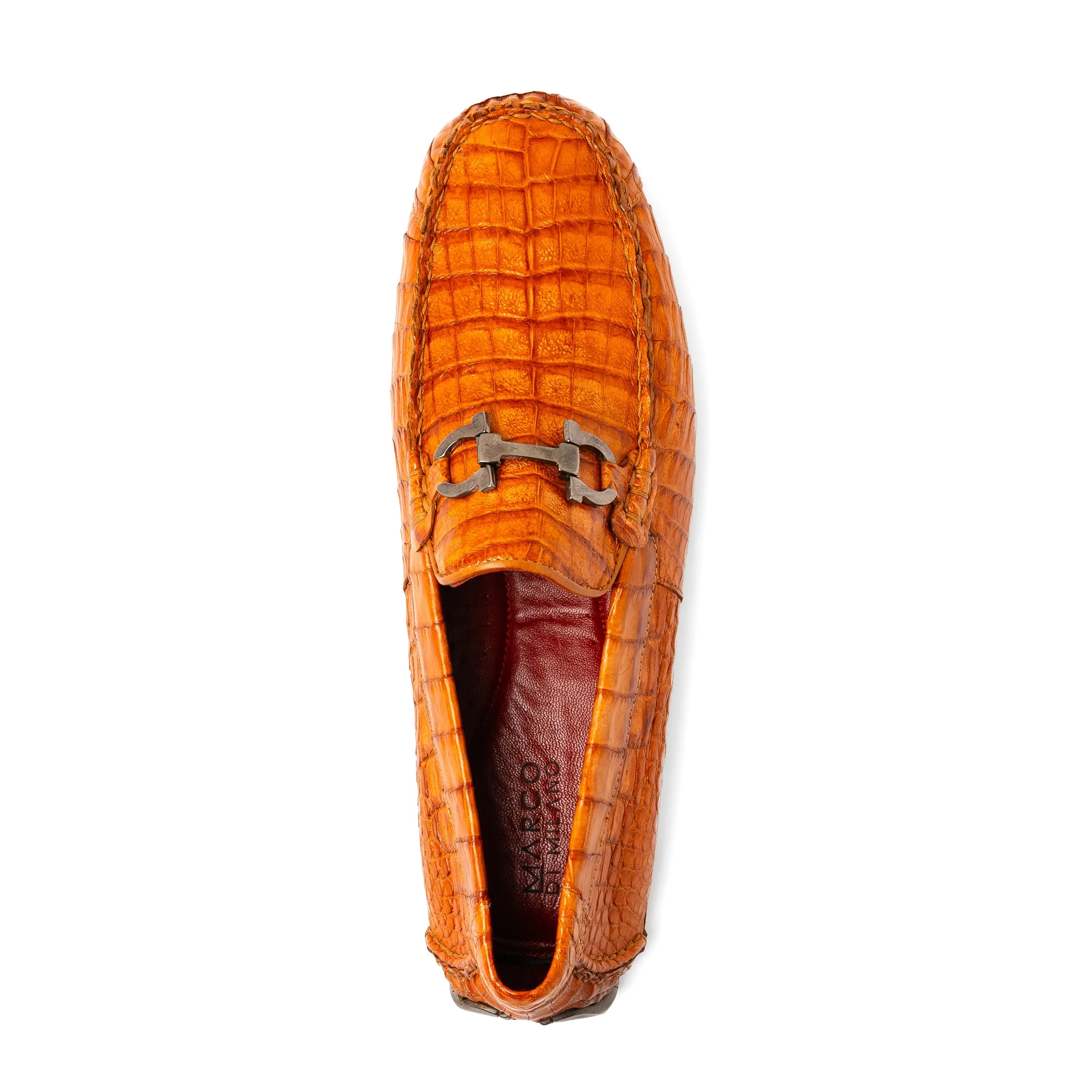 Marco Di Milano Parma in Brandy Caiman Belly Bit Loafers