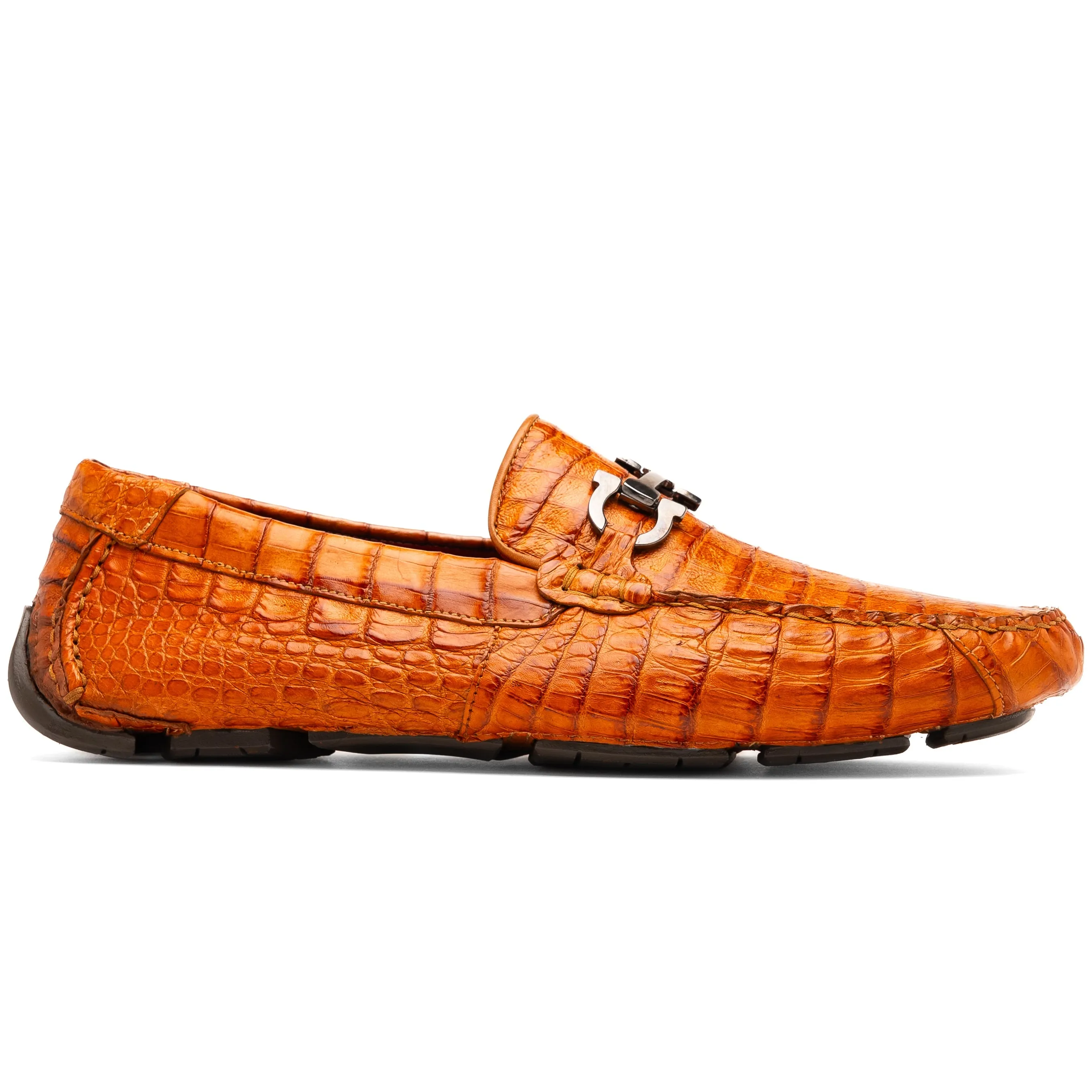 Marco Di Milano Parma in Brandy Caiman Belly Bit Loafers