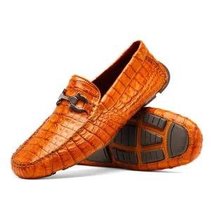 Marco Di Milano Parma in Brandy Caiman Belly Bit Loafers
