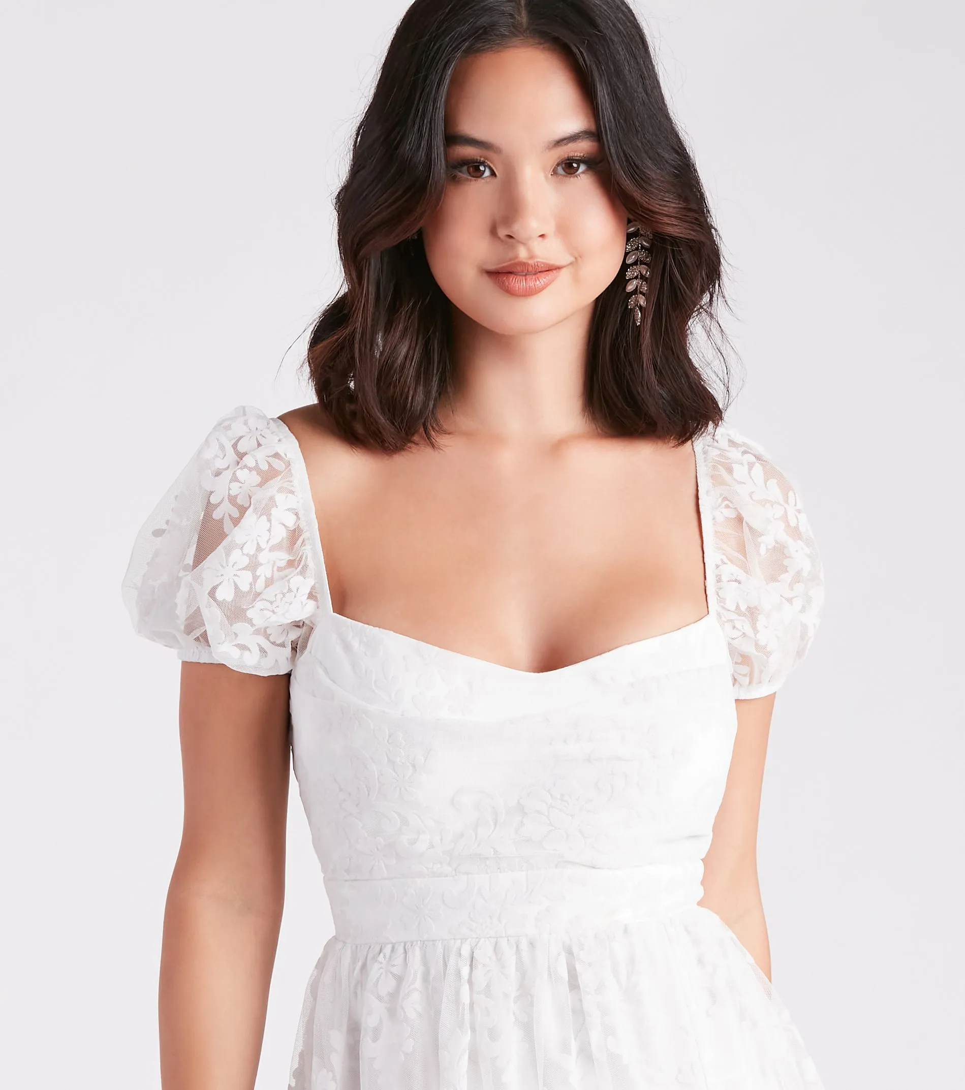 Mary Formal Flocked Velvet A-Line Midi Dress