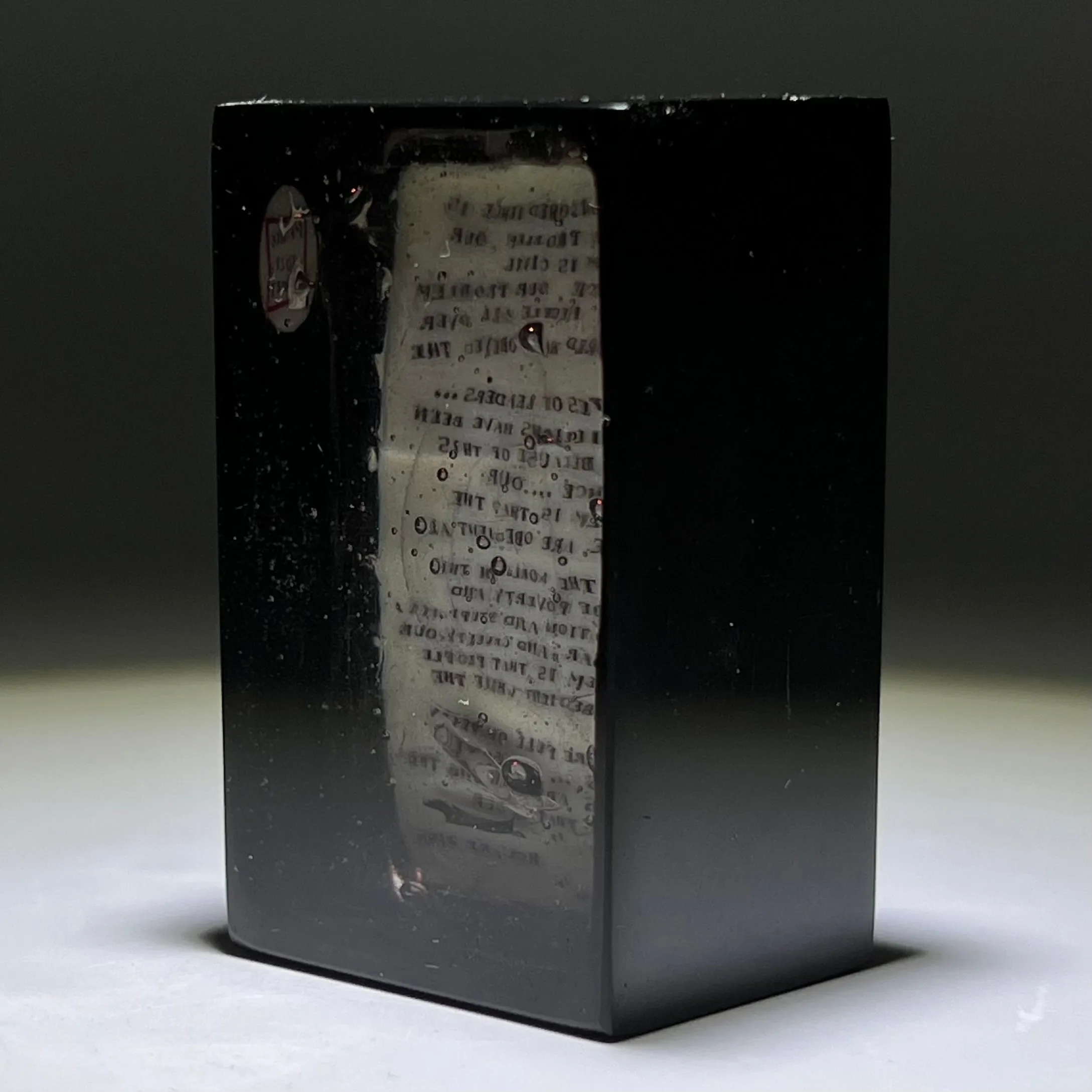 Mathieu Grodet 2021 Glass Art Murrine Paperweight Block Howard Zinn Quotation