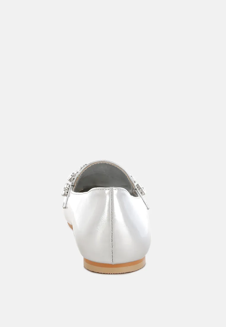 Metallic Diamante Strap Loafers by RUW
