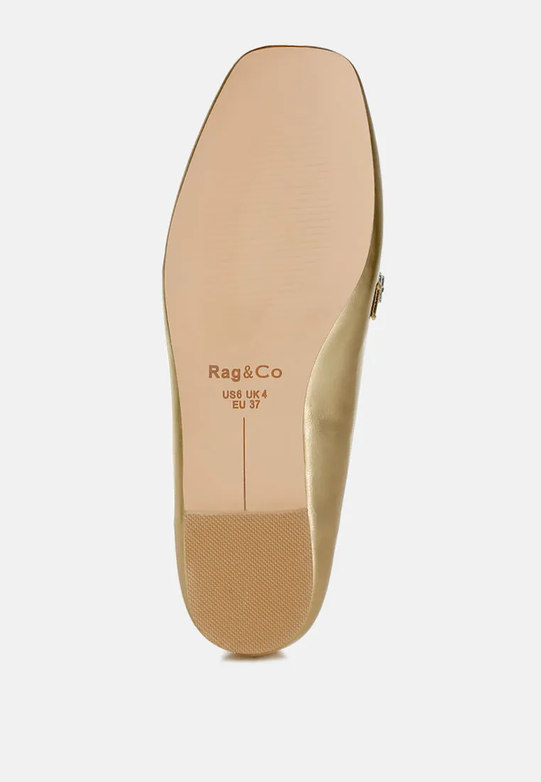 Metallic Diamante Strap Loafers by RUW