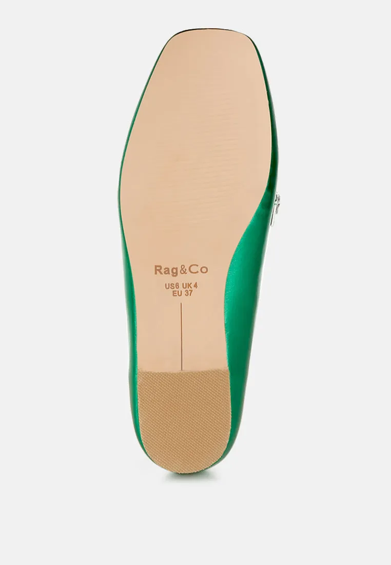 Metallic Diamante Strap Loafers by RUW