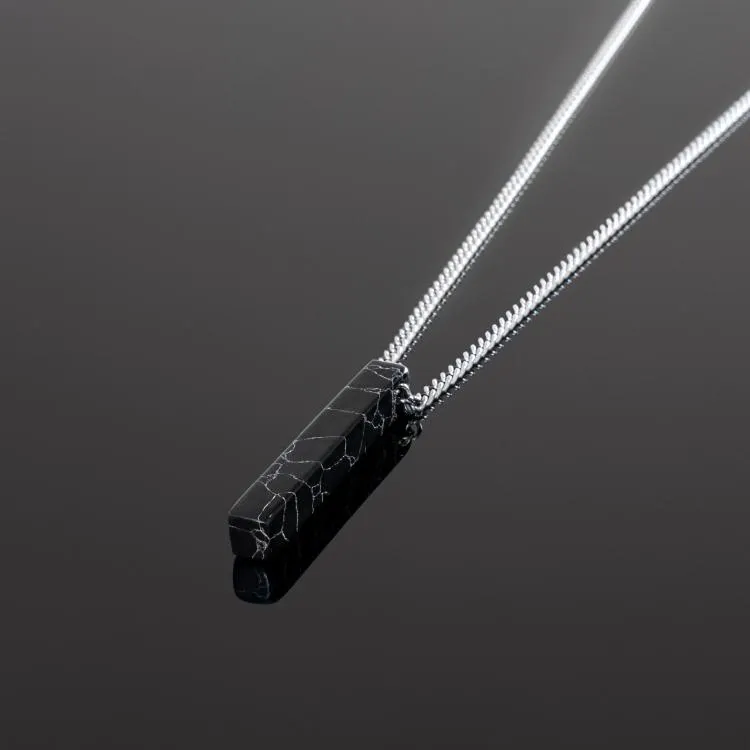 Minimal Bar Necklace - Black Stone