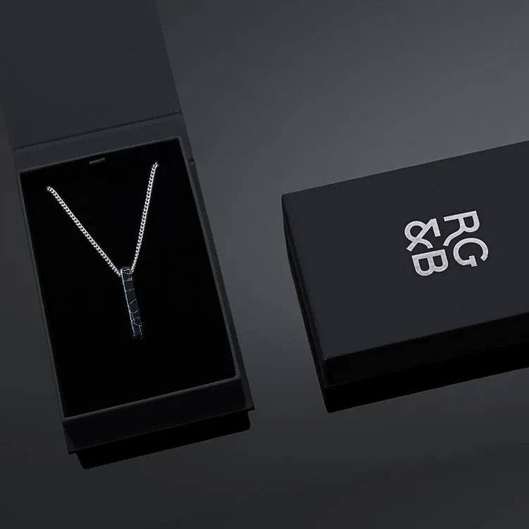 Minimal Bar Necklace - Black Stone