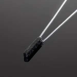Minimal Bar Necklace - Black Stone