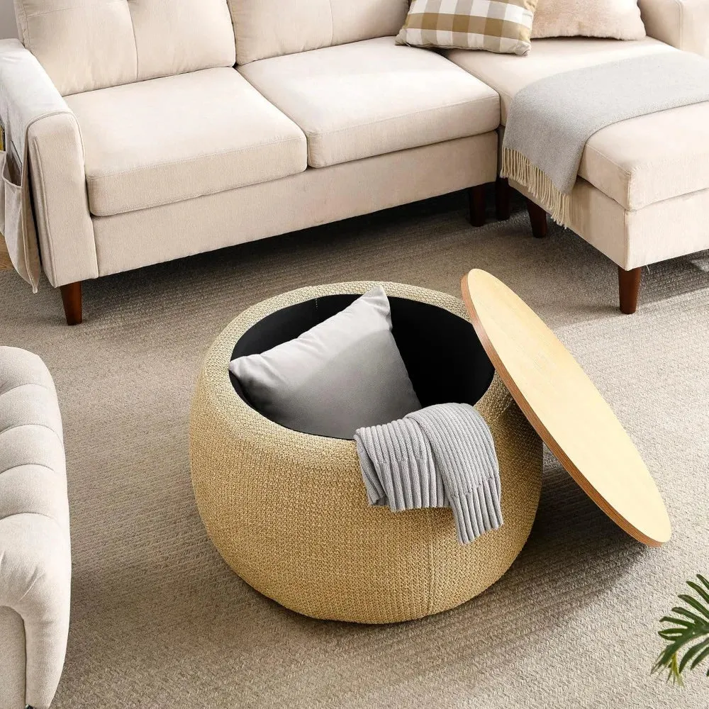 Modern Round Storage Ottoman