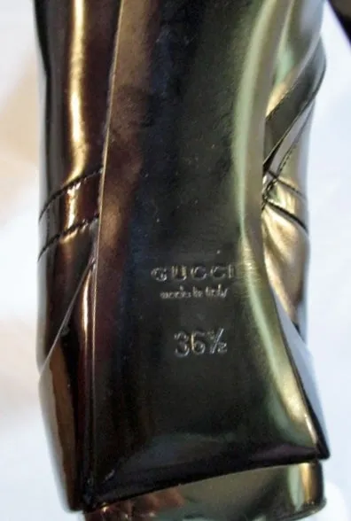 NEW GUCCI ITALY LEATHER Fetish Runway Tall Stiletto BOOT BLACK 36.5 6
