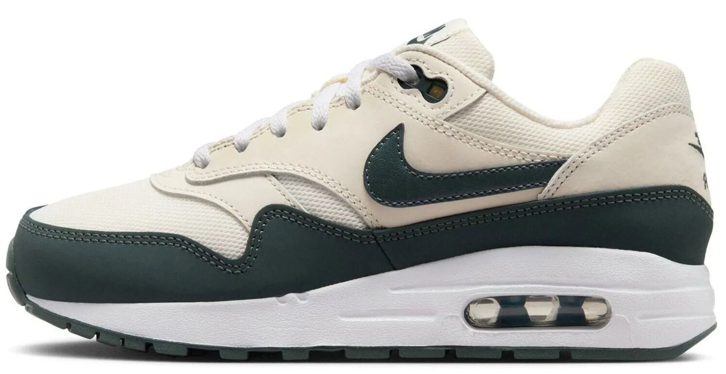 NIB Nike Women's Air Max 1 – Pale Ivory, Vintage Green, White, Youth 6 (EUR 38.5)