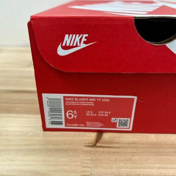 Nike Blazer Mid '77 GS Vintage sneakers kids Youth 6.5 White Black NEW in Box b