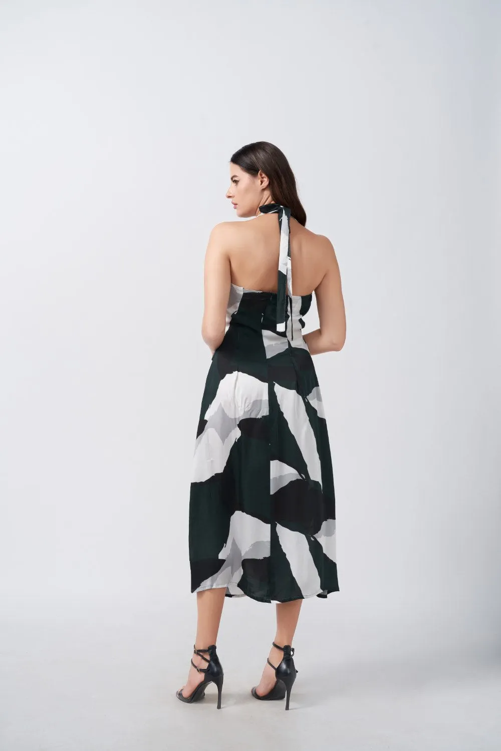 Noir Whisper Silk Midi Dress