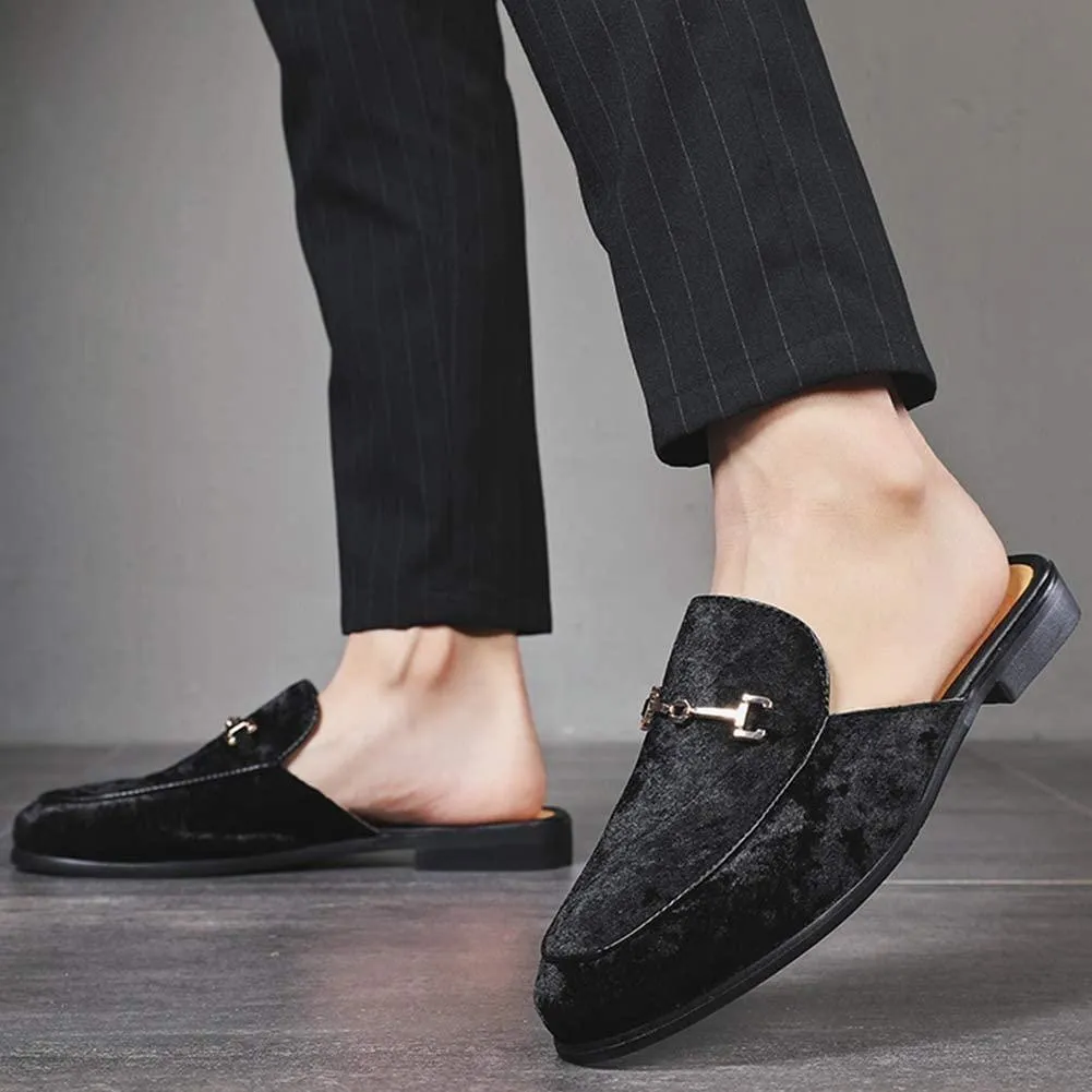 NXY Men's Mule Slippers Slip-On Loafers Suede Dress Shoes Velvet Backless Sandals Size 6.5-12.5