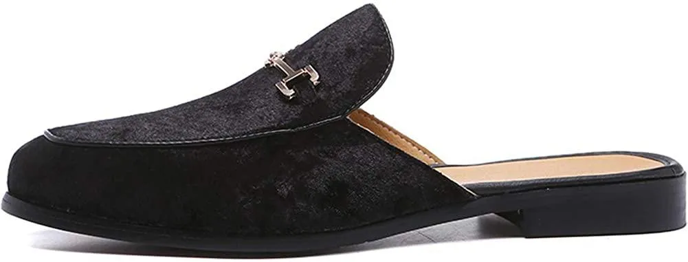 NXY Men's Mule Slippers Slip-On Loafers Suede Dress Shoes Velvet Backless Sandals Size 6.5-12.5
