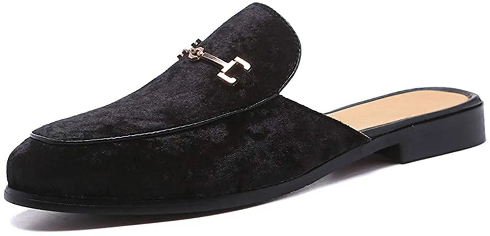 NXY Men's Mule Slippers Slip-On Loafers Suede Dress Shoes Velvet Backless Sandals Size 6.5-12.5